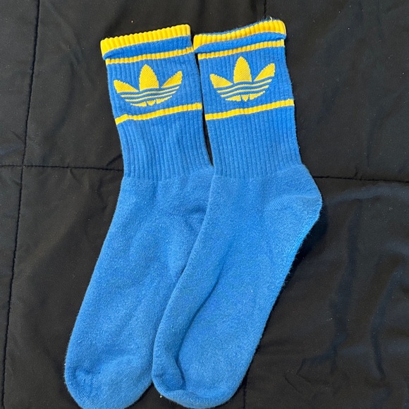Adidas Trefoil Blue and Yellow Athletic Socks - Picture 1 of 1